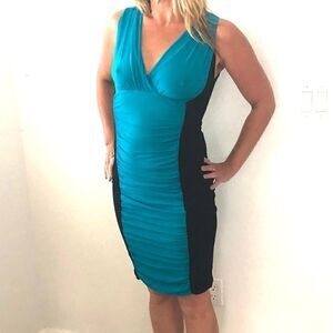 FUZZI COLORBLOCK STRETCH DRESS 